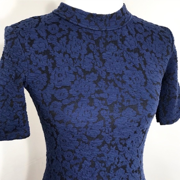 SOLD-Topshop Floral Jacquard Knit Sheath Mod Dress - Picture 2 of 8